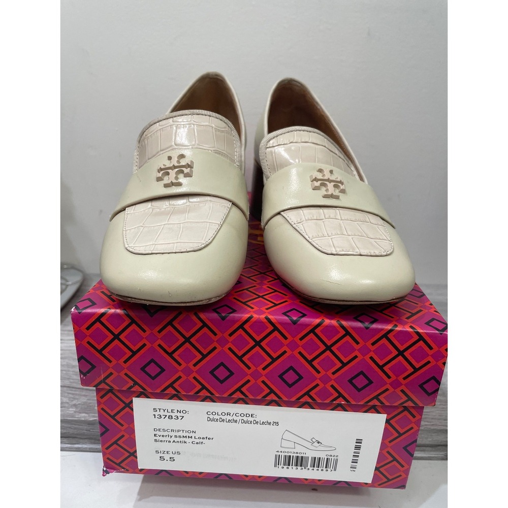 Tory Burch Everly 55mm Loafer Dulce De Leche Croc Leather Block Heel 137837 5.5M